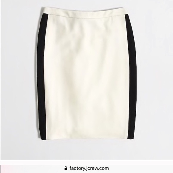 JCrew Factory white wool skirt w black detail Sz 6 - Picture 1 of 4